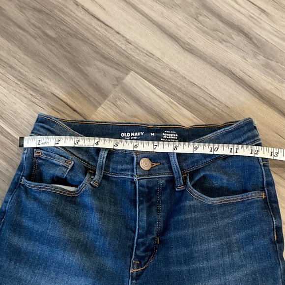 Old Navy Girls Dark Blue Distressed Jeggings size 14 high rise raw hem - Picture 4 of 8